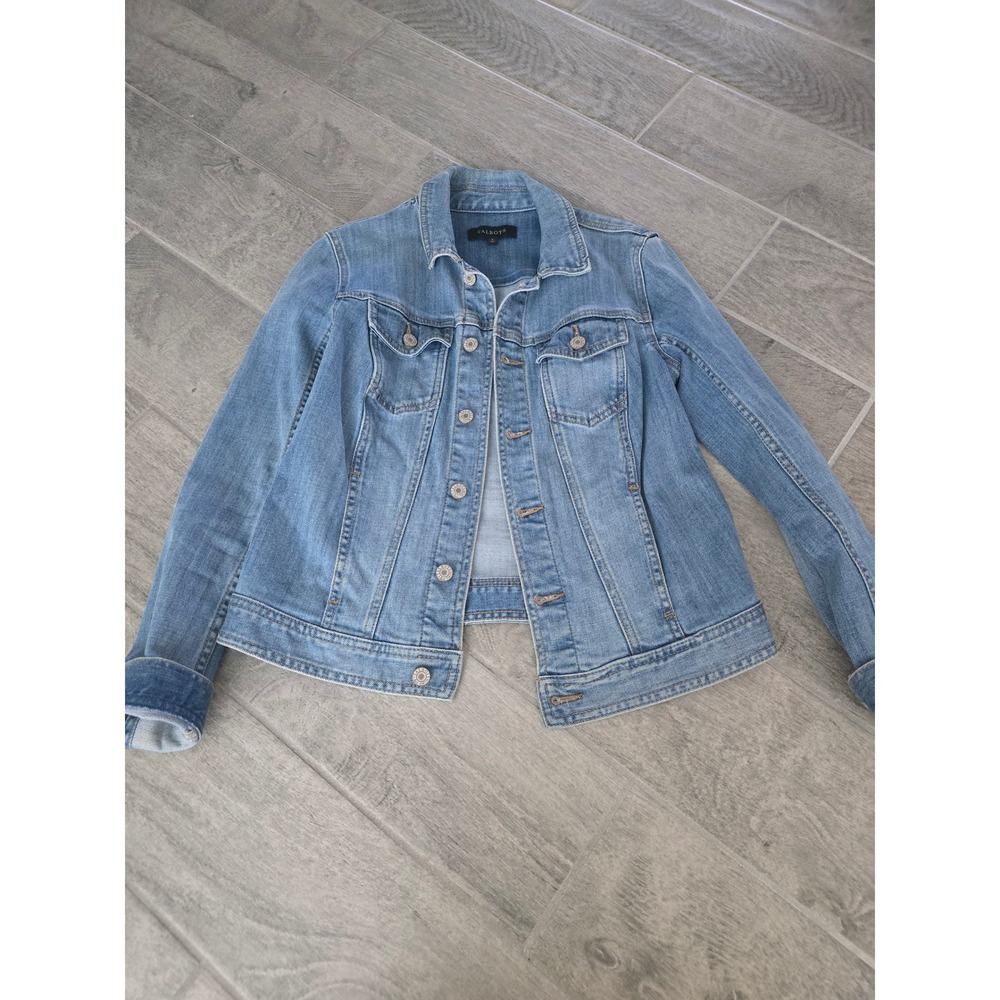 Talbots Womens Medium Wash Stretch Jean Denim Jacket Blue Size Small